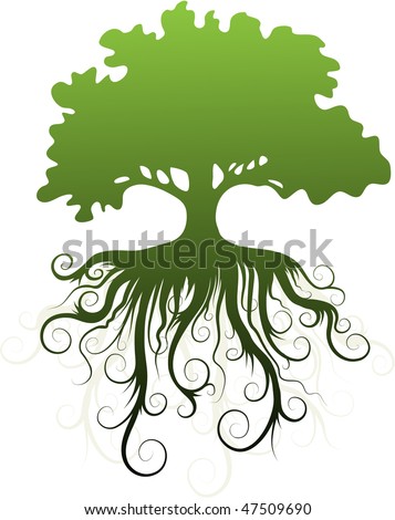 Silhouette Tree Abstract Roots Stock Vector 47509690 - Shutterstock