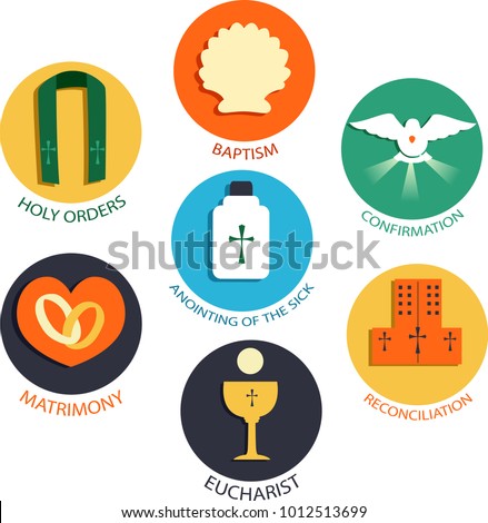 Illustration Seven Sacraments Catholic Church Baptism Stock Vector ...