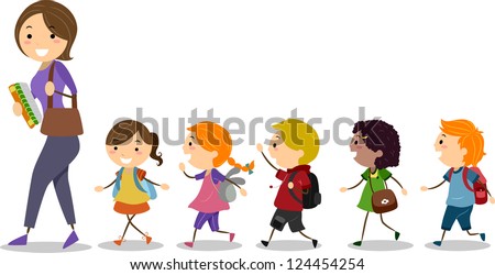 Small Group Kids Going School Vector Stock Vector 60159673 