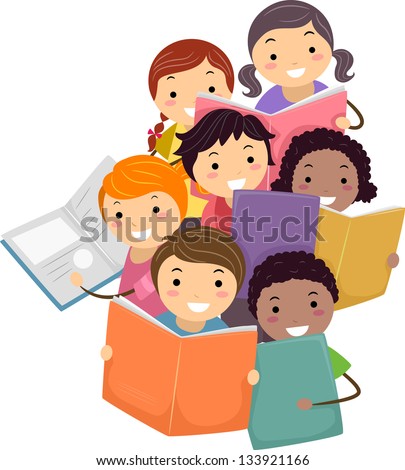 Illustration Stickman Kids Reading Books Stock Vector 133921166 ...