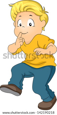 Illustration of a Little Kid Boy Tiptoeing with his Pointing Finger on ...