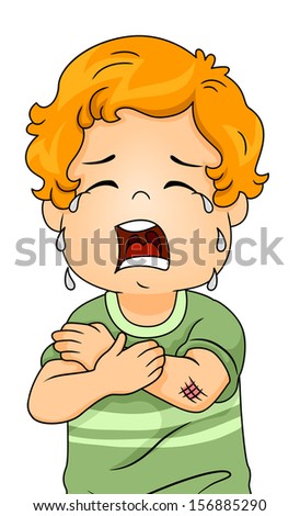 Illustration of a Boy Crying Out Loud Because of an Abrasive Wound on ...