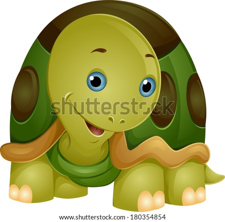 Illustration of a Cute Smiling Turtle with its Head Partly Tilted to ...