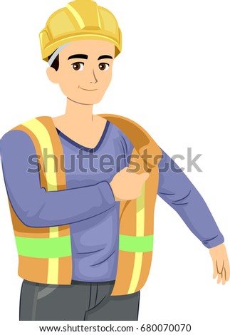 Illustration Smiley Wearing Hard Hat Carrying Stock Vector 112446644 ...