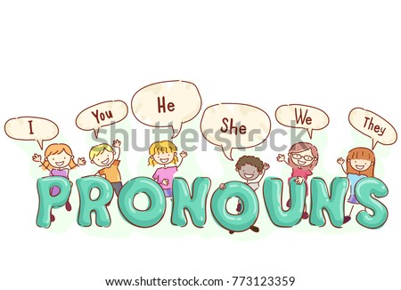 Illustration Stickman Kids Speaking Pronouns Speech Stock Vector ...