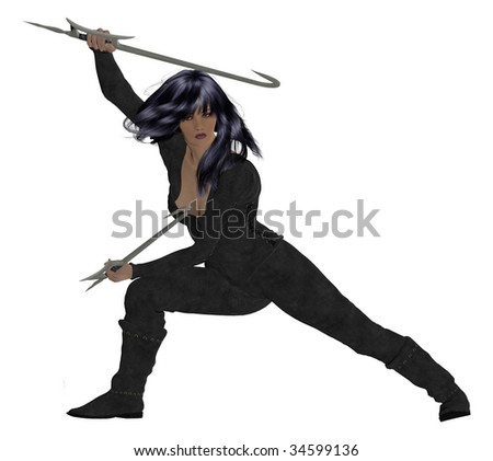 Woman Kneeling Holding Sword Stock Illustration 34603363 - Shutterstock