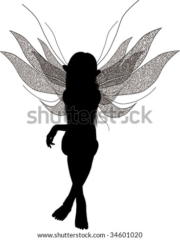 Silhouette Fairy Sitting Down Stock Illustration 34601077 - Shutterstock