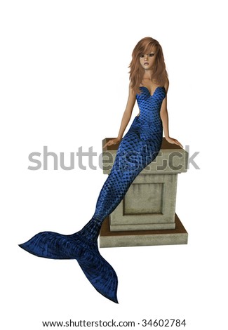 One Blue Mermaid One Pink Mermaid Stock Illustration 34625560 ...