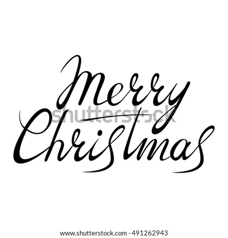 Merry Christmas Vector Calligraphic Letteringblackandwhite Style Stock ...