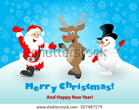 Merry Christmas Happy Christmas Friends Stock Vector 507487579