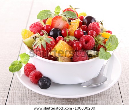fresh fruits salad - stock photo