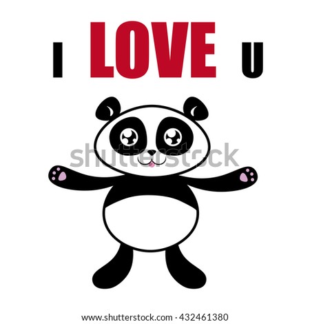 Love You Panda Hugs On White Stock Vector 432461380 - Shutterstock