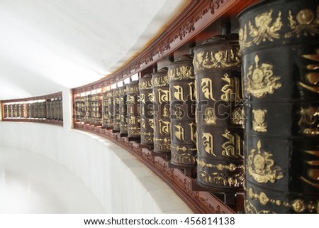 Prayer wheels in a Buddhist stupa, Vinh Phuc Province, Vietnam