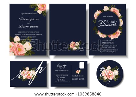 set wedding invitation card floral onのベクター画像素材 1039858840