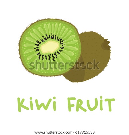 Square card with hand drawn kiwi fruit vector illustration. Sliced and whole kiwi on the white background.