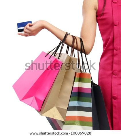 Close Woman Hand Many Shopping Bags Stock Photo 100069028 ...