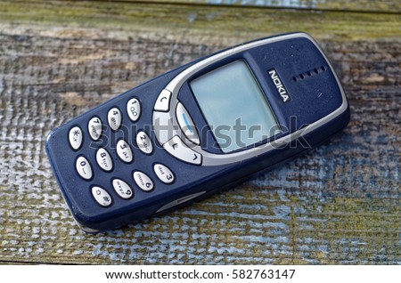 London, England - March 22, 2016: Nokia 3310 Mobile Phone, One of Nokia's most popular phones, First launched in September 2000.