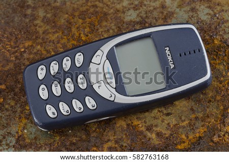 London, England - September 24, 2011: Nokia 3310 Mobile Phone, One of Nokia's most popular phones, First launched in September 2000.