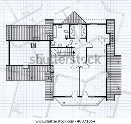 House Project On Page Notebook Stock Vector Royalty Free