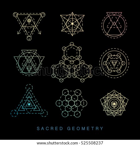 stock vector sacred geometry abstract signs set tattoo photo overlay alchemy linear modern art religion 525508237