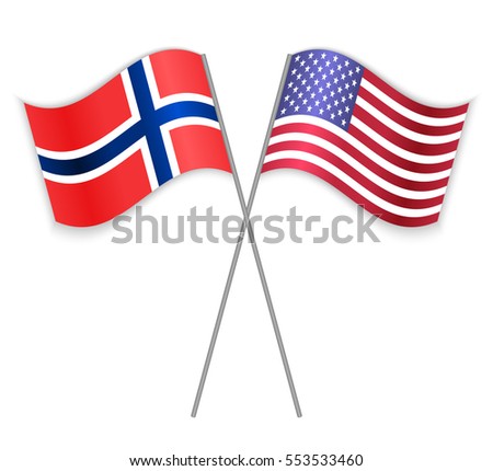 Norwegian American Crossed Flags Norway Combined Stock Vector 553533460 ...