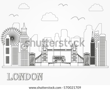London City Skyline Silhouette Famous Historical Stock Vector 570021709 ...