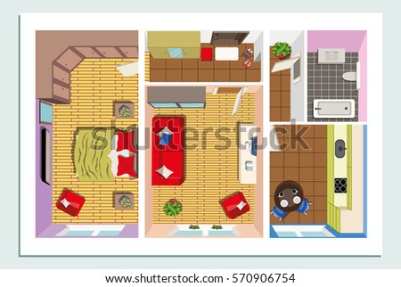 Modern Furniture Top View apartment floor plan furniture top view stock vector 529314934 Modern Furniture Top View apartment floor plan furniture top view stock vector 529314934