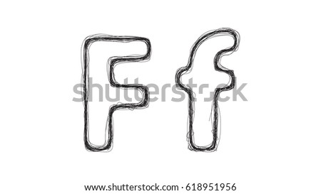 Art Hand Drawing Sketch Letter F Stock Vector 618951956 