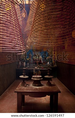 Interior of chinese Ong Temple in Can Tho, Vietnam