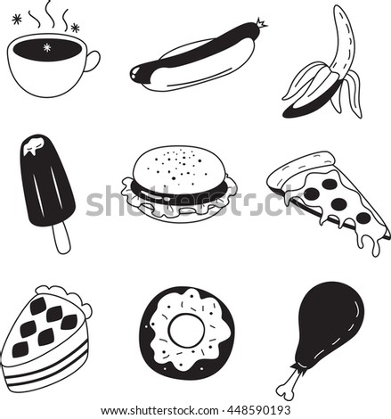 Black White Food Icon Arkiv Vektor 448590193 – Shutterstock