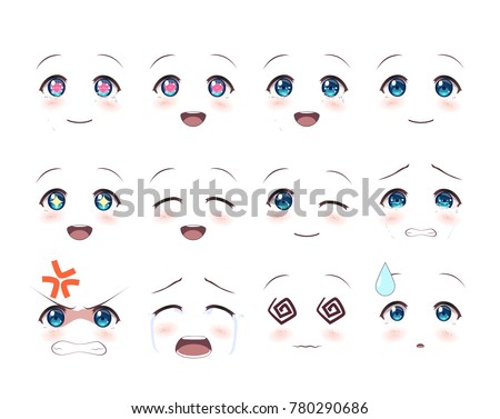 draw child face anime to how Japanese Girls Eyes Anime Stock Vector Manga Real