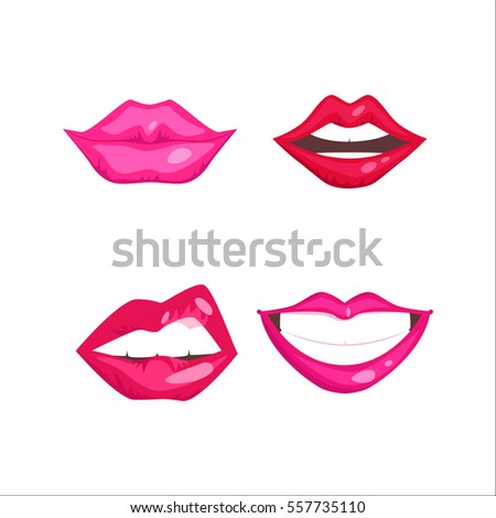 Set Woman Lips Cartoon Style Fashion Stock Vector 105002018 - Shutterstock