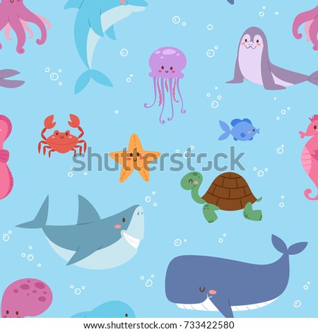 Sea Animals Clip Art Stock Vector 146445542 - Shutterstock