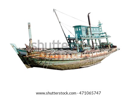 Photo fishing boat, Isolate photo on white background with clipping path