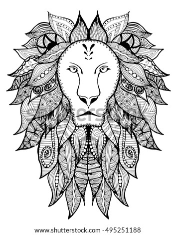 Download Coloring Page Mandala Lion Head Animal Stock Vector ...