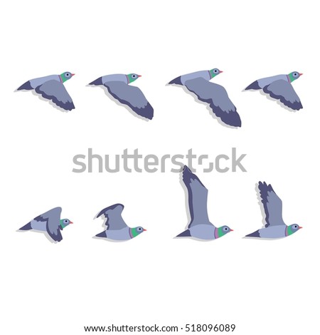 Vector Illustration Cartoon Flying Pigeon Animation Stock Vector ...