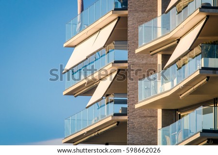 Modern Architecture Windows modern architecture building facade curtains awnings stock photo Modern Architecture Windows modern architecture building facade curtains awnings stock photo