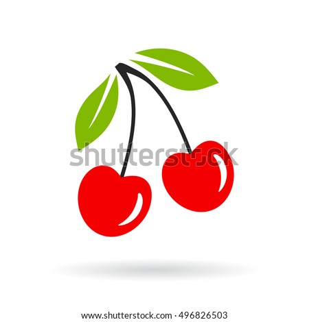 Cherry vector icon on white background. Cherry icon. Cherry icon eps10 vector illustration.