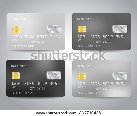 Realistic Detailed Credit Cards Set Colorful Stock Vector 521035243 ...