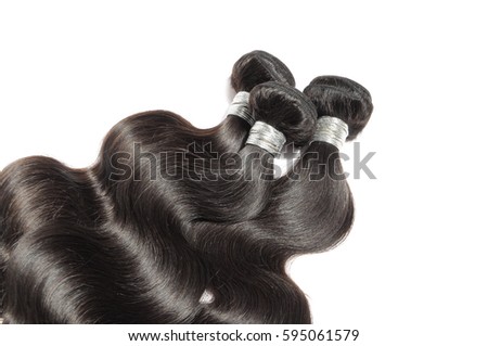 Silky body wavy black virgin remy human hair extension bundles