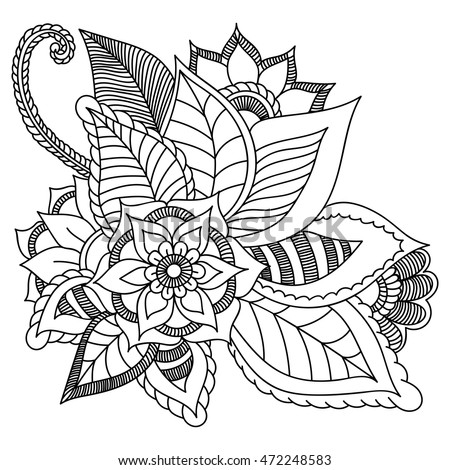 Flowers Vector Doodle Zentangle Ethnic Coloring