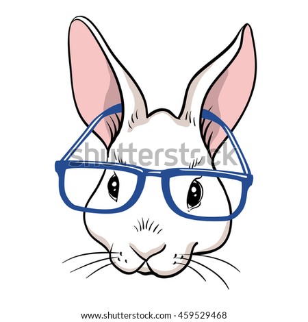 Download Rabbit Portrait Red Glasses Isolated Rabbit Stock Vector ...