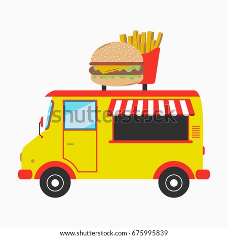 Food Truck Fast Food Van Signboard Stock Vector (Royalty Free ...