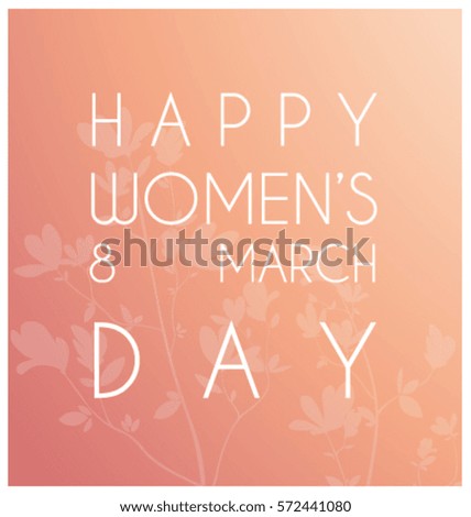 Happy Women's Day and 8 march illustration. branch of little white flowers. silhouette on the pink colorful background. vector illustration.