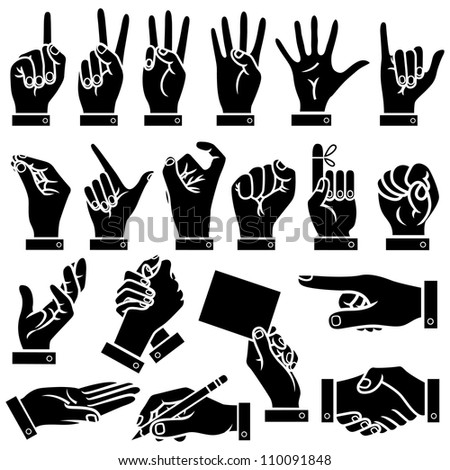 Stock Images similar to ID 103140164 - set of silhouette hands concept ...