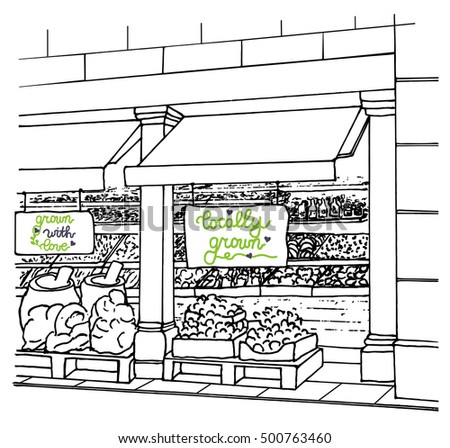 Local Shop Locally Grown Inscription Fresh Stock Vector 500763460