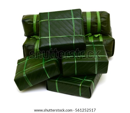 Cooked square glutinous rice cake, Vietnamese new year food