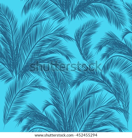 Leaves of palm tree. Seamless pattern. Vector background.