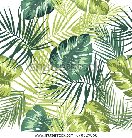 Tropical Palm Leaves Jungle Leaf Seamless Stock Vector 533001376 ...