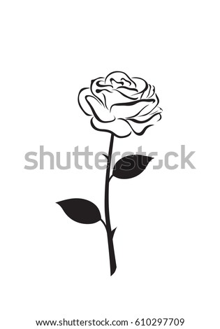 Flower Rose Vector Outline Icon Stock Vector 610297709 - Shutterstock